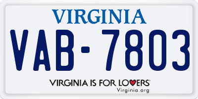 VA license plate VAB7803