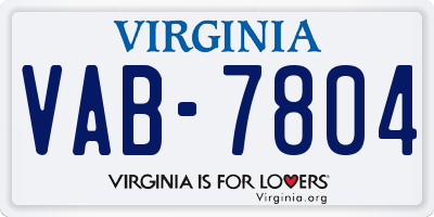 VA license plate VAB7804