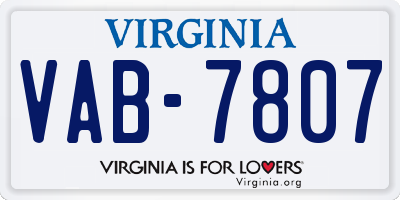 VA license plate VAB7807