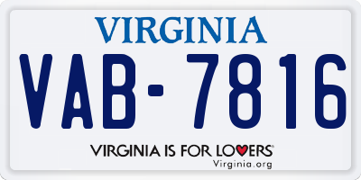 VA license plate VAB7816