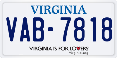 VA license plate VAB7818