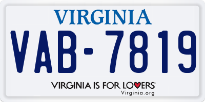 VA license plate VAB7819