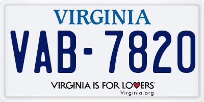 VA license plate VAB7820