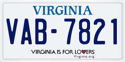 VA license plate VAB7821