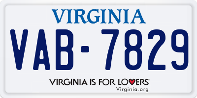 VA license plate VAB7829