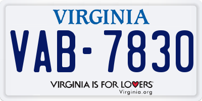 VA license plate VAB7830