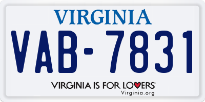 VA license plate VAB7831