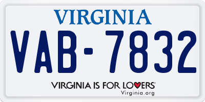 VA license plate VAB7832