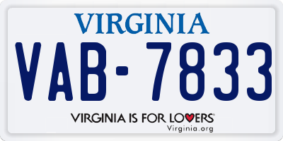 VA license plate VAB7833