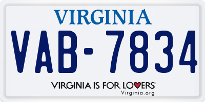 VA license plate VAB7834