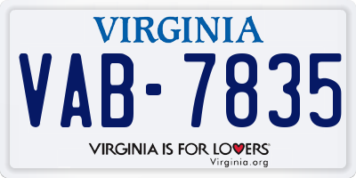 VA license plate VAB7835