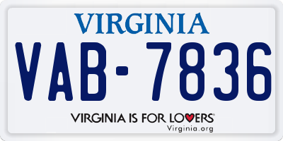 VA license plate VAB7836