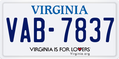 VA license plate VAB7837