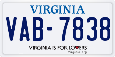 VA license plate VAB7838