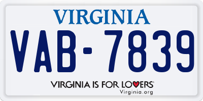 VA license plate VAB7839