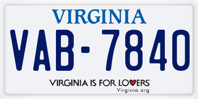 VA license plate VAB7840