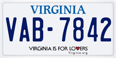 VA license plate VAB7842