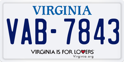 VA license plate VAB7843