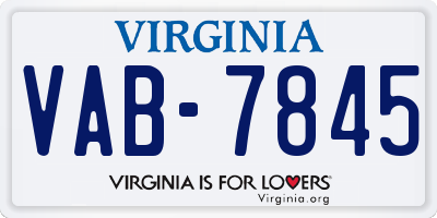 VA license plate VAB7845