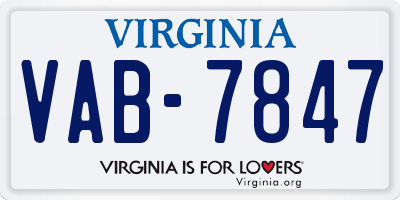 VA license plate VAB7847