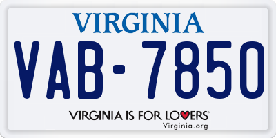 VA license plate VAB7850