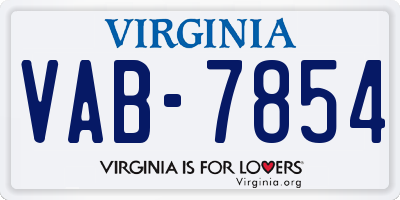 VA license plate VAB7854