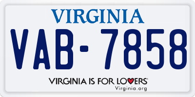 VA license plate VAB7858