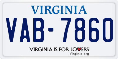 VA license plate VAB7860