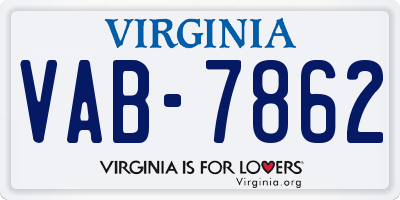 VA license plate VAB7862