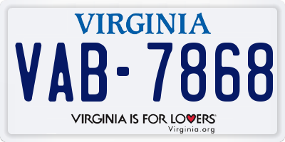 VA license plate VAB7868