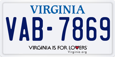 VA license plate VAB7869