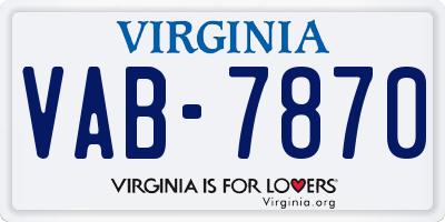 VA license plate VAB7870