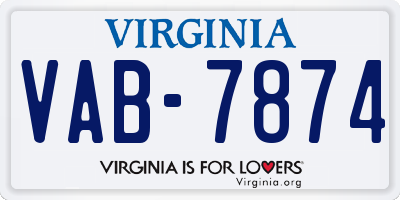 VA license plate VAB7874