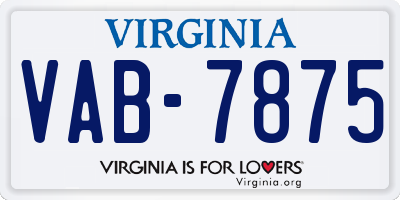 VA license plate VAB7875