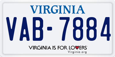 VA license plate VAB7884