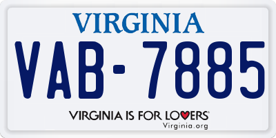 VA license plate VAB7885