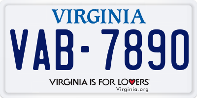 VA license plate VAB7890