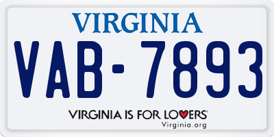 VA license plate VAB7893