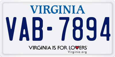 VA license plate VAB7894