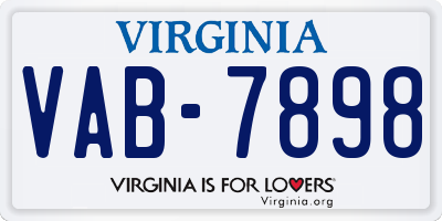 VA license plate VAB7898