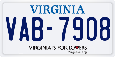 VA license plate VAB7908