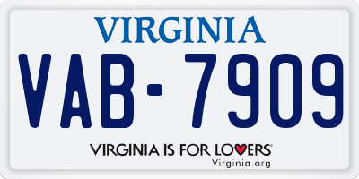 VA license plate VAB7909