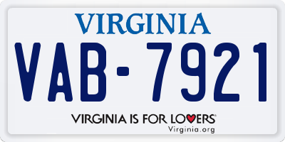 VA license plate VAB7921