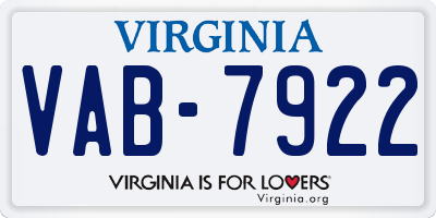 VA license plate VAB7922