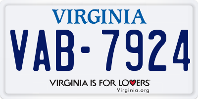 VA license plate VAB7924