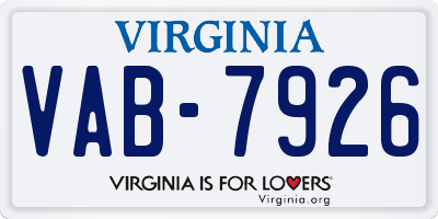 VA license plate VAB7926