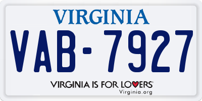 VA license plate VAB7927