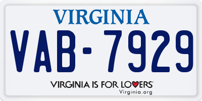 VA license plate VAB7929