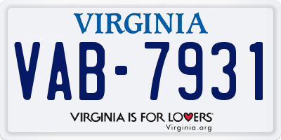 VA license plate VAB7931