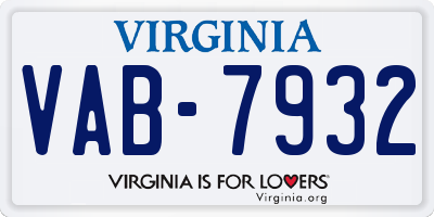 VA license plate VAB7932